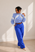 Royal Blue High Waist Linen Pants