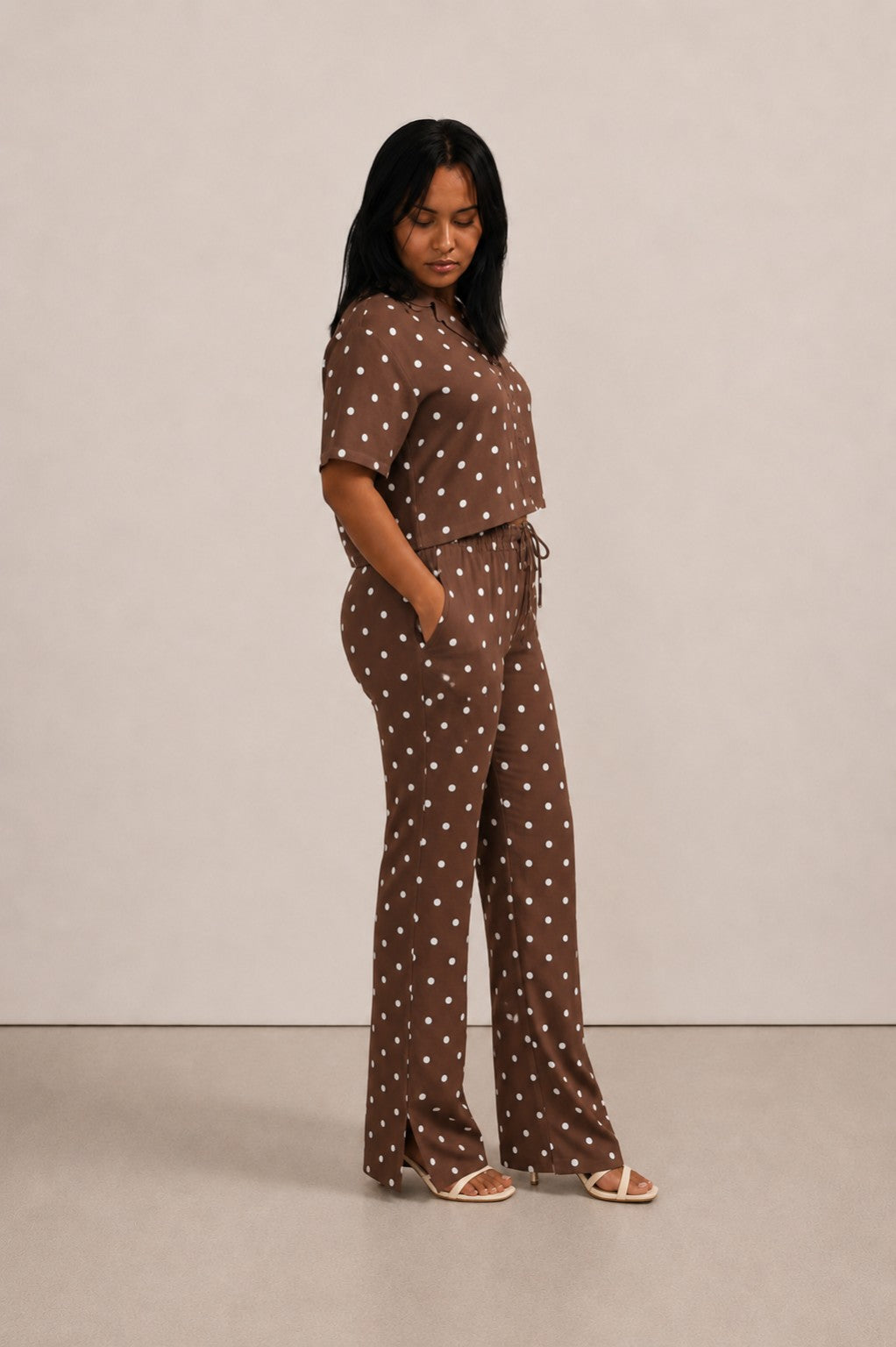 Brown & White Polka Dot Set 🤎🤍✨