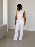 Conjunto Blanco Elegante de Dos Piezas