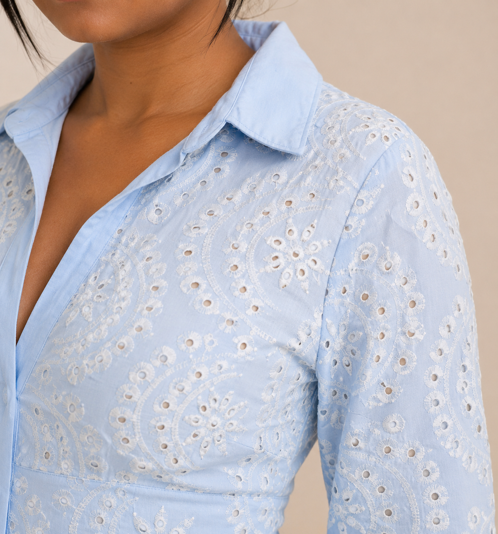 Blue Eyelet Mini Dress 💙✨